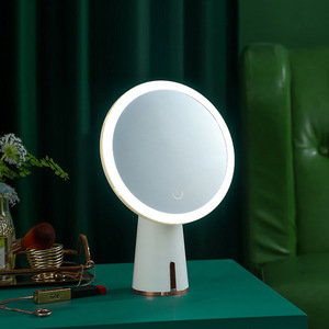 Led Desktop Cosmetic <b>Mirror</b> Round Plastic Frame <b>Lighted</b> Single Side <b>With</b> Usb Charging And Dimmable <b>Lighting</b> - Product Image 4