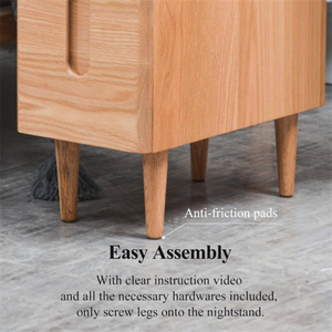Mid Century Minimalist Solid Wood Side End <strong>Table</strong> Wooden <strong>Narrow</strong> Nightstand <strong>with</strong> 2 <strong>Drawers</strong> - Product Image 5