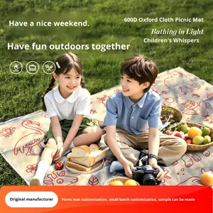 Tapis de pique-nique en tissu Oxford épaissi antidérapant lavable en machine rouge jaune blanc à carreaux portable imperméable pour le <span class=keywords><strong>camping</strong></span> en plein air - Product Image 5