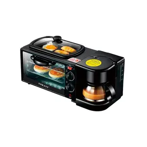 Mesin Sarapan multifungsi, pembuat sarapan 3 dalam 1 dengan Oven roti bakar 110V 220V 12L