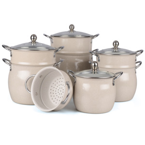 Batterie de cuisine best-seller : Ensemble de casseroles à <span class=keywords><strong>couscous</strong></span> double paroi antiadhésives de 18-24 cm avec cuiseur vapeur en bambou et couvercle en verre - Product Image 1