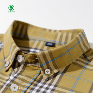 Camicia da uomo Casual all'ingrosso personalizzata Oxford comoda a righe con colletto quadrato nuova moda moda abbigliamento da uomo in cotone - Product Image 5