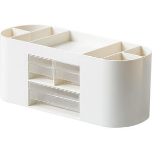 <b>Plastic</b> Pen Holder <b>Storage</b> Box With Transparent <b>Drawers</b> White Desktop Organizer For Office Stationery Supplies - Product Image 1