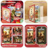 Tonecheer Dream of Red Mansions, kit de maison de poupée miniature 3D à construire soi-même avec éclairage LED, idéal pour les boutiques de papeterie et les cadeaux