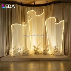 LEDA Factory Direct Wedding Supplies White Metal <b>Backdrop</b> <b>Stand</b> Stage Decoration Curtain <b>Stand</b> for Events Decor - Product Image 2