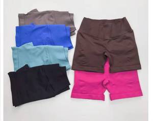 OEM Seamless V Cut Waist Scrunch Butt Biker Shorts Suit <b>Women</b> Sports Bra Arm Sleeves Tight Running Fitness Yoga <b>Leggings</b> Set - Product Image 5
