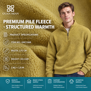 <span class=keywords><strong>Tissu</strong></span> en <span class=keywords><strong>polaire</strong></span> GUAN MIAN GMC1068 33,2% coton 66,8% polyester 350-360gsm anti-boulochage chaud tricoté sur mesure - Product Image 1