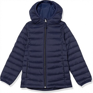Veste matelassée légère à capuche bleu marine pour homme, fermeture éclair, manteau d'hiver décontracté, vêtement d'extérieur matelassé uni - Product Image 1