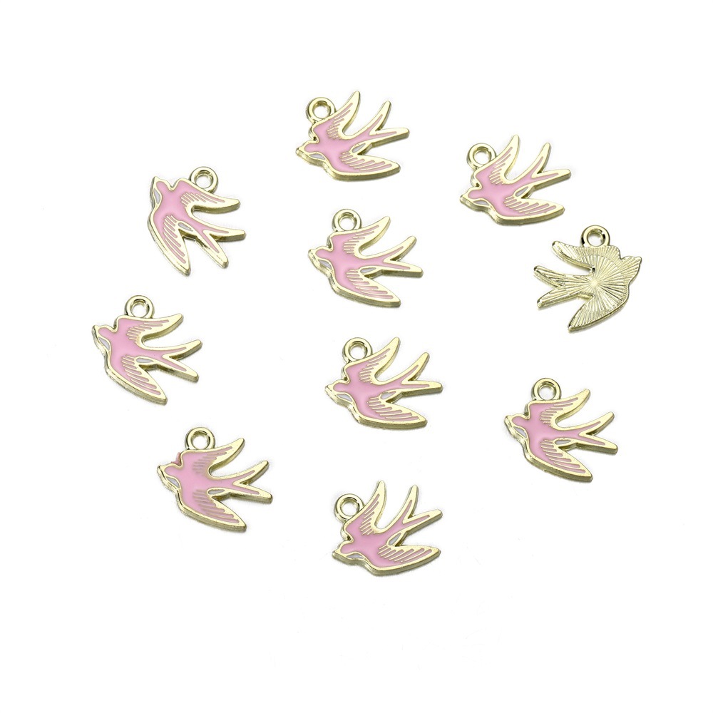 Pendentif hirondelle rose (10pcs)