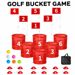<span class=keywords><strong>Jeu</strong></span> de <span class=keywords><strong>golf</strong></span> en seau 6 trous, kit d'entraînement de chipping pour jardin, jeux de plein air portables pour adultes et enfants, vente en gros OEM - Product Image 2