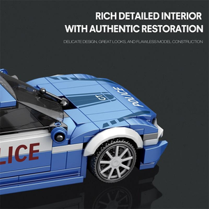 Reobrix Bugatti DeLorean <span class=keywords><strong>patrouille</strong></span> voiture de Police MOC bloc de construction ensemble 1:24 sport course modèle <span class=keywords><strong>jouet</strong></span> pour enfants éducatif bricolage Mini - Product Image 4