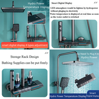 Système de douche en laiton à affichage de la lumière ambiante moderne SS-1288 Jet Pattern Piano Keys Pommeau de douche pour salles de bains d'hôtel