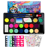 Kit de peinture pour le visage et le corps en vrac |   À base d'eau, non toxique |   Comprend des paillettes, des pinceaux et des pochoirs | Fournitures de peinture corporelle.