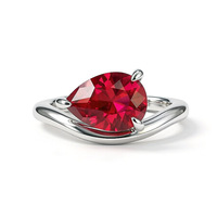 Leverancier van fijne sieraden Klassieke 4-klauw damesverlovingsring Valentijnsdag cadeau Holle ronde corund zirkoon robijn ringen