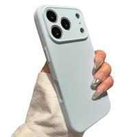 Coque de téléphone de luxe en silicone liquide pour iPhone 17 Pro Max avec grandes fenêtres, conception antichoc à micro-perforations et support de téléphone
