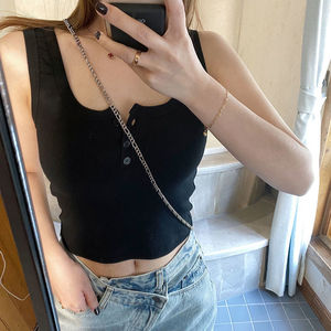 Tirantes de punto sin mangas Prendas de abrigo de primavera y verano para mujer con base ajustada Chaleco ajustado Camisas Blusas Camisas - Product Image 3