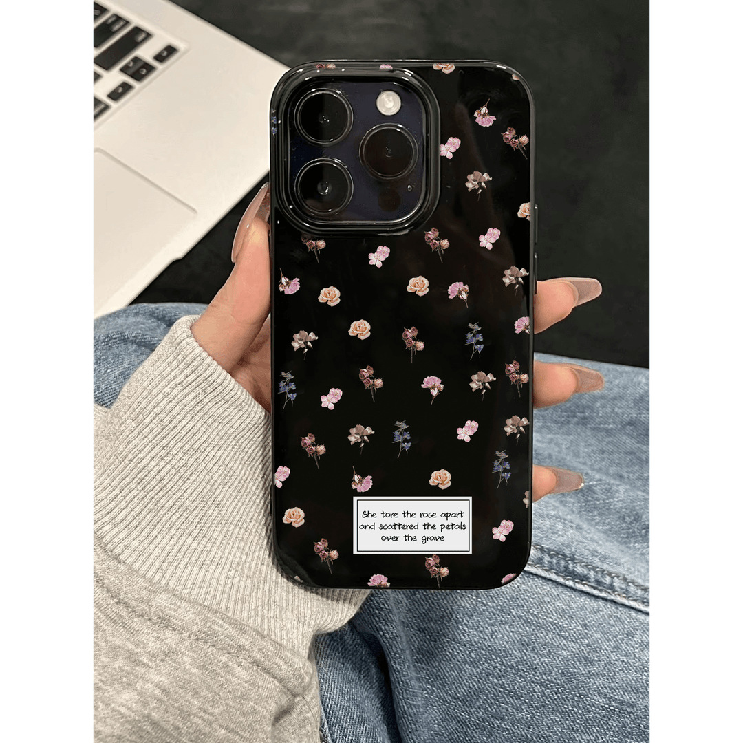 Black - Full Screen Small Flowers