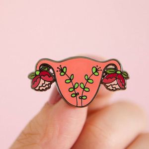 Nouveaux Pins de revers en métal, vente en gros, badges décoratifs <span class=keywords><strong>drapeau</strong></span> <span class=keywords><strong>féministe</strong></span>, personnalisés en émail dur, motifs Appareil, Organe, Utérus - Product Image 1