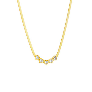 Heart Shape Diamond Necklace Gold Titanium Steel Chain Women's Everyday Wear - Product Image 5