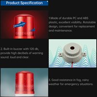 Lámpara de Señalización Industrial GKEEMARS LTE-1101J AC 110V LED con Luz Estroboscópica Giratoria y Alarma Sonora de Emergencia (Roja)