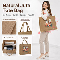 Sac en jute naturel écologique XingHe, sac fourre-tout vintage en toile de jute pour la plage, les mariages, les fêtes, l'emballage de cadeaux