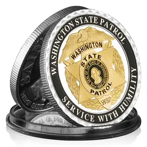 United States of America Washington State Patrol Collectible Silver Plated Souvenir Coin Saint Micheal Commemorative Coin