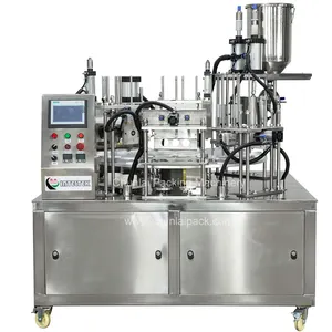 2 Lanes Automatic Rotary Stirred Yogurt Cup Filling and Sealing Machine