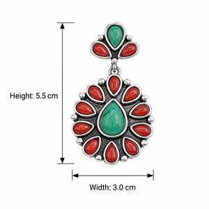 Orecchini Pendenti Vintage con Agata Rossa, Turchese e Malachite, Gioielli Boho per Donna - Product Image 5