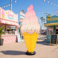 Cornet de crème glacée gonflable LED personnalisé, modèle alimentaire de dessin animé d'été, géant, publicitaire, avec LED pour la promotion