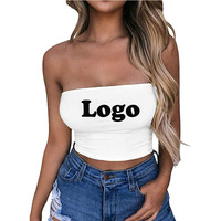 Custom Logo Solid Color Sleeveless Off Shoulder Fashionable White Tube Crop Top Woman