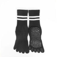Chaussettes de yoga antidérapantes à cinq orteils, personnalisées, avec soutien de la voûte plantaire, en coton tricoté plat, à bord côtelé très élastique, pour Pilates et usage quotidien, vente en gros