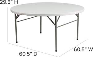 Vente en gros en usine <span class=keywords><strong>Table</strong></span> <span class=keywords><strong>ronde</strong></span> <span class=keywords><strong>pliante</strong></span> en deux de 5 pieds <span class=keywords><strong>Table</strong></span> portable facile à nettoyer pour une utilisation en extérieur - Product Image 2
