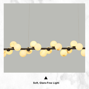 Magnifique lampe suspendue linéaire en sphère d'albâtre contemporaine, globe lumineux en marbre pour hall d'hôtel, villa, <span class=keywords><strong>foyer</strong></span> - Product Image 4
