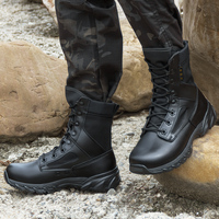 Bottes tactiques mi-mollet unisexes noires respirantes et légères