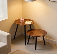 Ensemble de bureau 3 pièces en MDF avec pieds en bois - Design contemporain, écologique et durable pour hôtel, salon, chambre et balcon