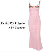 Robe longue corset rose sans col à imprimé floral vintage, idéale pour les soirées et les fêtes, vente en gros, fabrication B2B, directement de l'usine.
