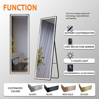 Miroir sur pied pleine longueur personnalisé pour hôtel, avec éclairage LED, idéal pour salle de bain