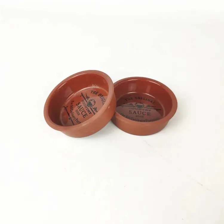 2 Terra Cotta Nâu Nước Sốt món ăn ngâm Bát 3 "x 1.5"