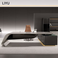 Bureau de direction moderne avec tiroir de rangement, design italien, poste de travail pour manager, mobilier commercial