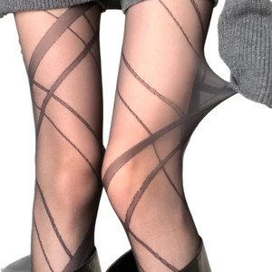 Sheer Stockings 10D Ultra Thin Cross Pattern Black Women's Fishnet Hosiery Four Seasons Wear - Product Image 4