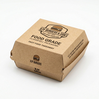 Boîte à hamburger en papier kraft avec logo personnalisé XJY, emballage en forme de coquille de qualité alimentaire pour la restauration rapide à emporter