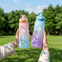 Bouteille anti-fuite pour adulte avec options de parfum, couvercle à clapet, paille intégrée, résistante à l'ébullition, idéale pour l'école, le cyclisme, le camping, la gym, comme cadeau ou pour la maison