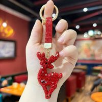 Nouveau porte-clés personnalisé scintillant de la série de Noël : pendentif arbre, bonhomme de neige, chapeau, bonbon, cerf – petit cadeau
