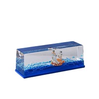 Bouteille flottante créative avec navire de croisière, voilier, bateau pirate flottant dans un liquide, ornement de bureau anti-stress