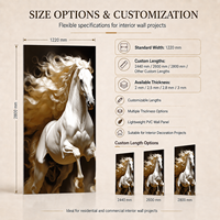 Lámina Decorativa de PVC con Diseño de Caballo Blanco MORLENX, Impresión UV 3D, Impermeable, Fácil de Limpiar, para Paredes Decorativas de Clubes y Recepciones