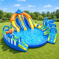 Parc d'attractions gonflable mobile commercial avec piscine, fabricant de parcs aquatiques gonflables pour enfants et adultes