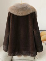 Veste Courte en Fausse Fourrure de Vison Noire en Gros, Personnalisée avec Col en Fourrure de Renard et Ourlet à Cordon, Manteau Bomber pour l'Hiver