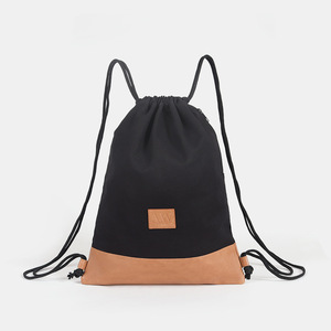Custom Print Drawstring <b>Backpack</b>, <b>Recycled</b> Reusable Outdoor Casual Daily Custom Canvas Cotton Drawstring Pouch Bag String - Product Image 1
