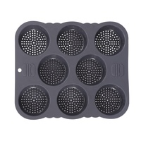 Moule à pain à hamburger en silicone à 8 cavités, 8x3 cm par cavité, moule à pain rond antiadhésif pour pains à hamburger faits maison, qualité alimentaire réutilisable