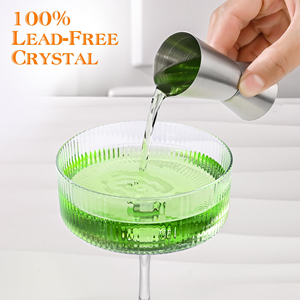 Elegant Design Classic Vintage 300ML Ribbed <b>Plastic</b> Coupe <b>Glasses</b> Cocktail <b>Glasses</b> for Home & Party - Product Image 4